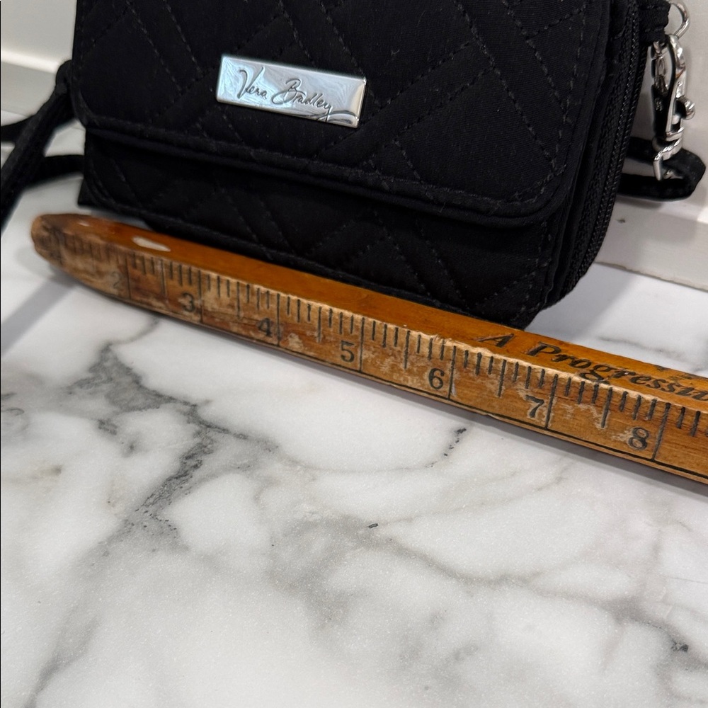 Vera Bradley Black Quilted Mini Crossbody Wristlet - Picture 2 of 8